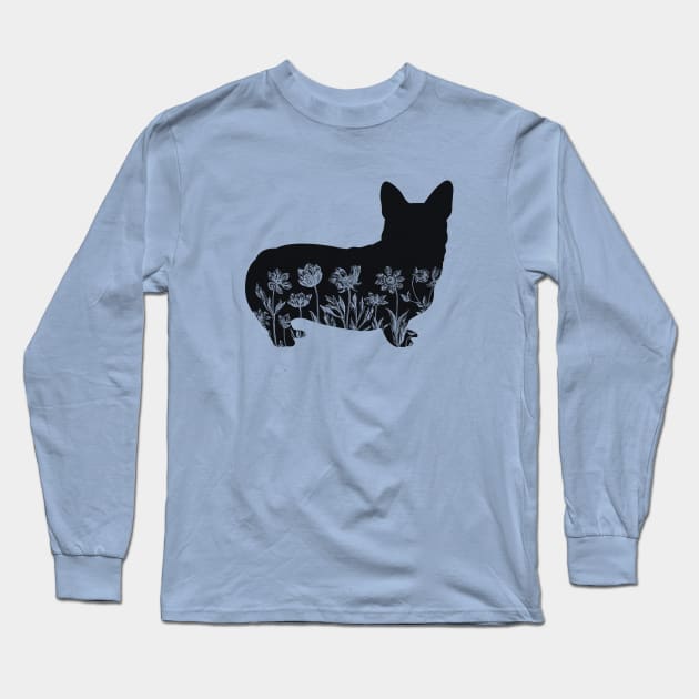 Floral Corgi Long Sleeve T-Shirt by RefinedApparelLTD